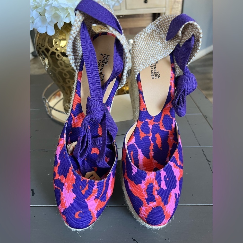 DIANE VON FURSTENBERG x CASTAÑER Women's Pink Espadrilles Size‎ 40 NWOT